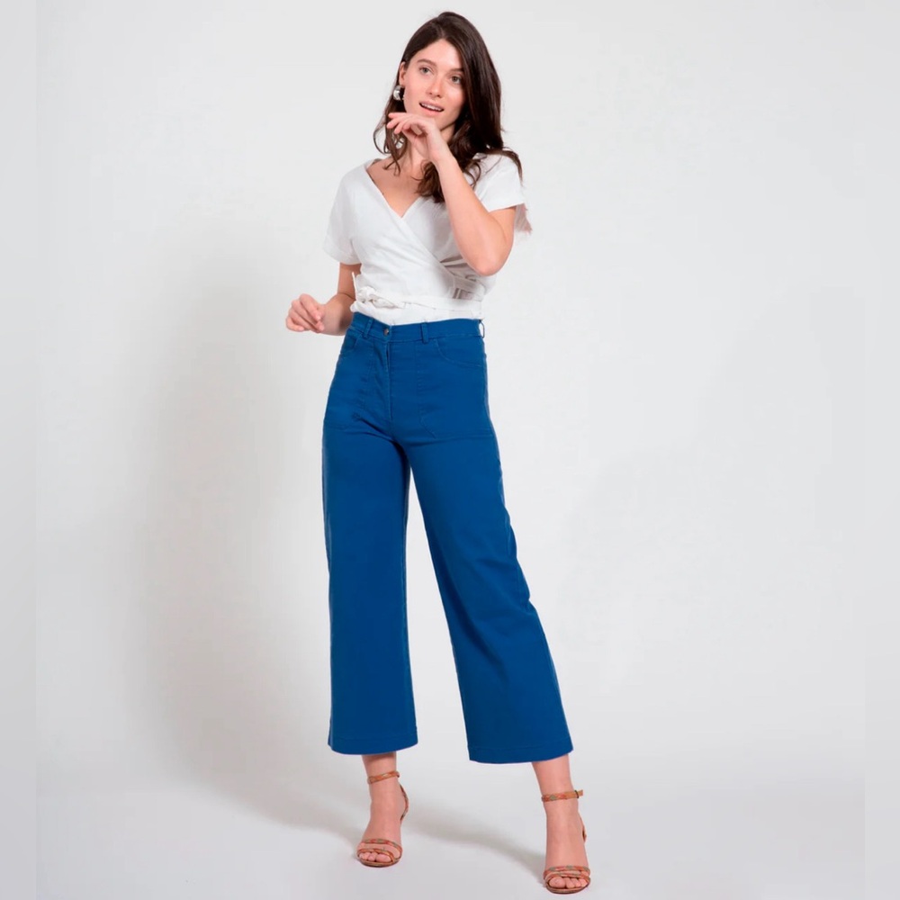 Loup Simone High waisted wide leg cropped pants in a size small.